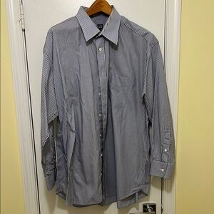 Ike Behar Blue and White Dress Shirt Classic Style